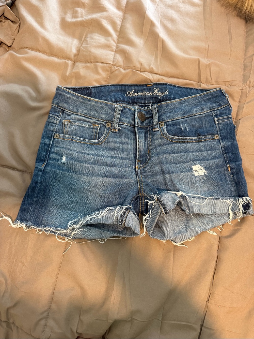 American Eagle Outfitters Blue Distressed Denim Cutoff Shorts